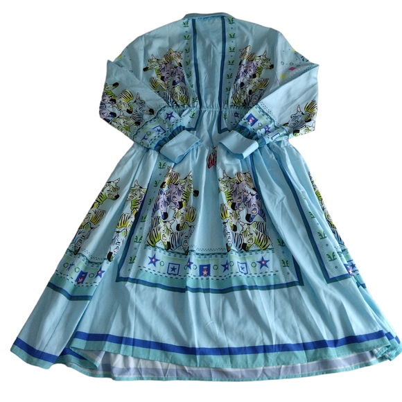 NWT Burryco Size 10 Zebra Abstract Print Long Sleeve Button Front Dress - Picture 3 of 17